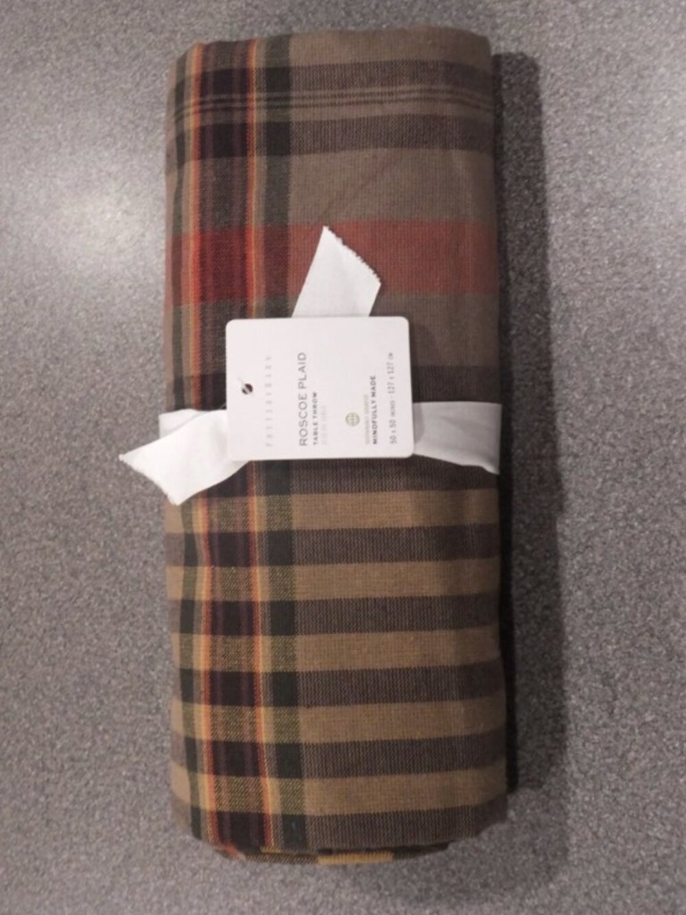 Pottery Barn Rosco Plaid tablecloth 50" square - excellent condition